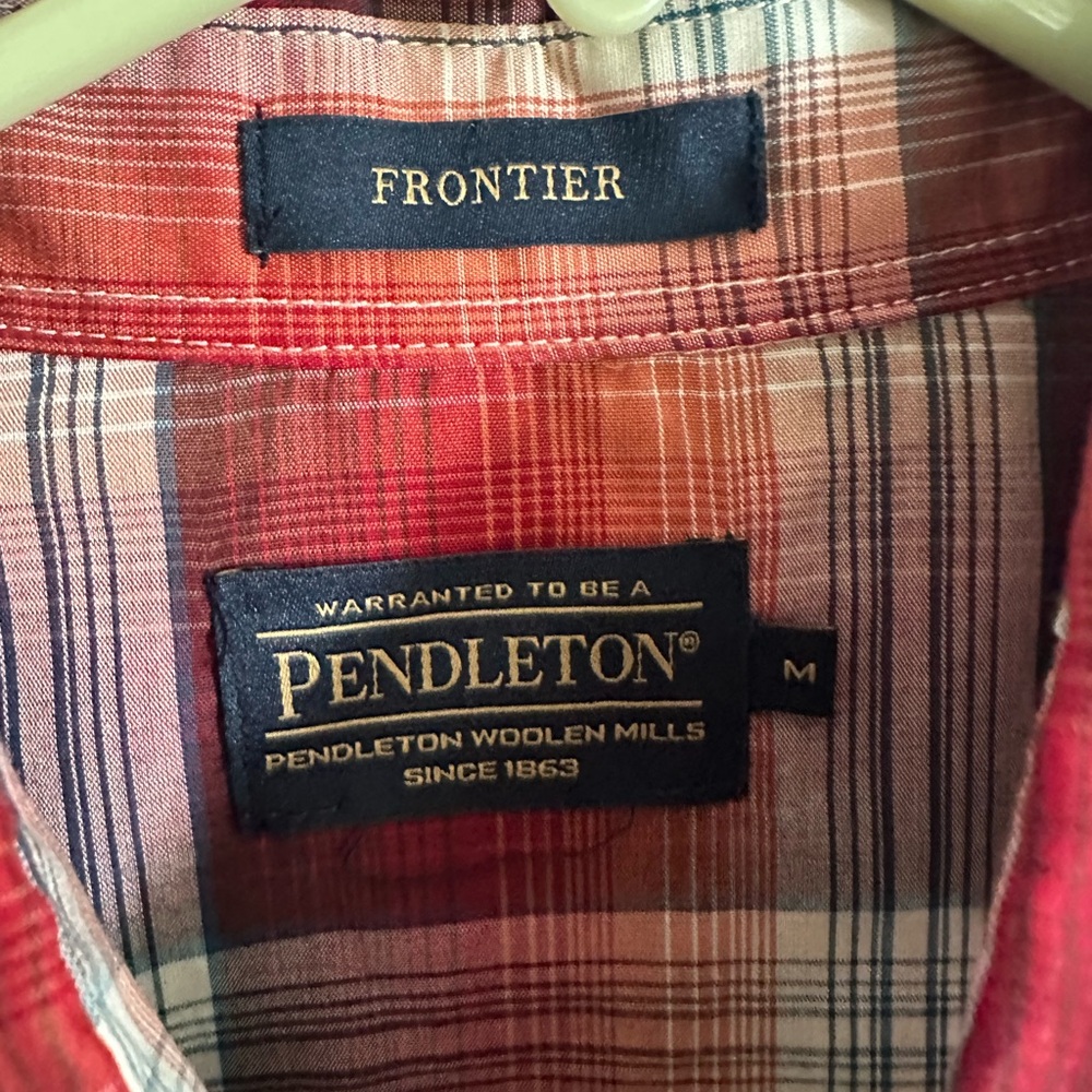 Pendleton Frontier Shirt Rusty Red/Tan Plaid Medi… - image 3